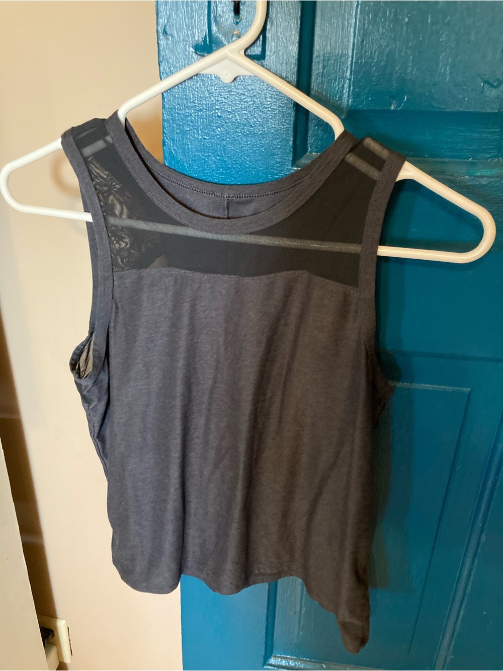 Old Navy Charcoal Gray Mesh Yoke Tank Top